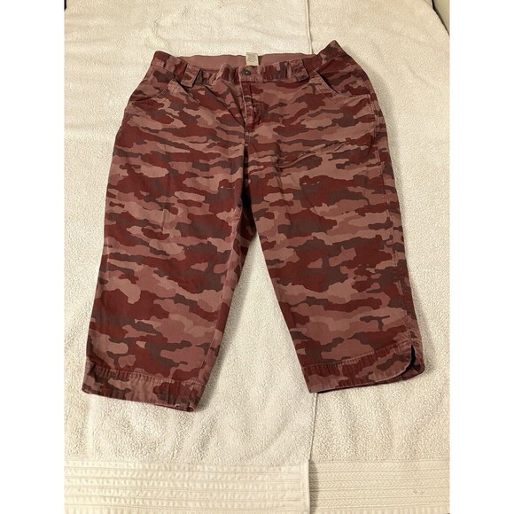 Duluth Trading - Size 12 Women Rootstock Gardening Capri Pink Camo Pedal Pushers - Picture 1 of 6